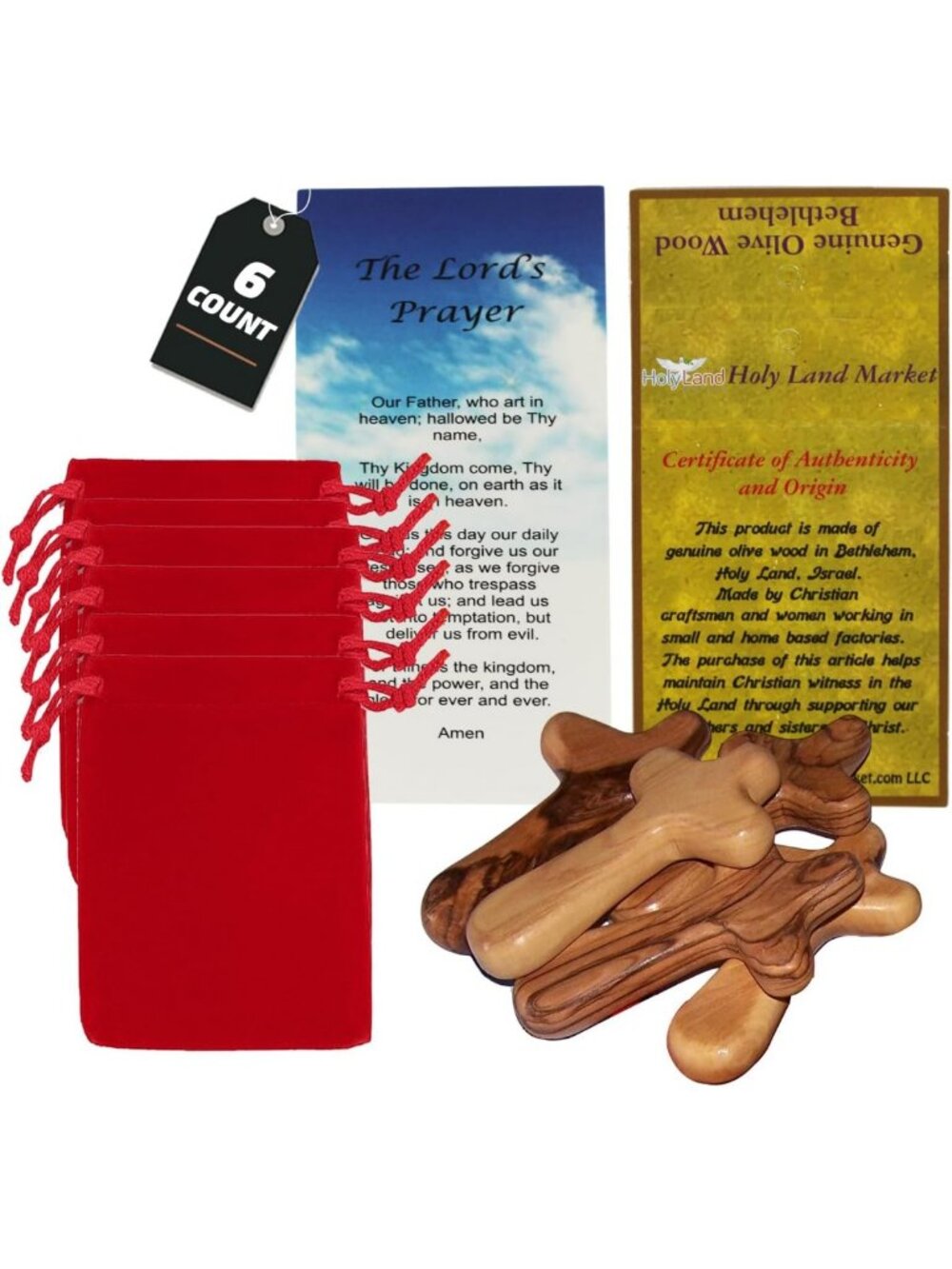 Olive Wood Holding Cross 4" - Perfect Gift for Baptism, Confirmation, or Home